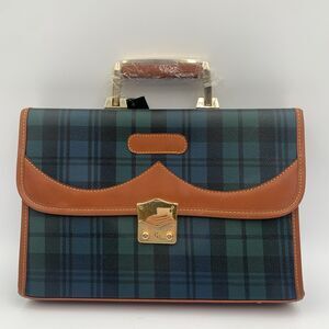 D.D.C.T. Collection Black Watch Green Plaid Tartan Briefcase Laptop New w/Tag